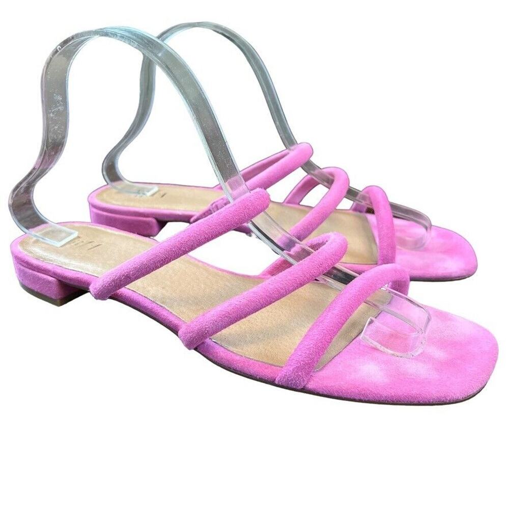 J Jill Womens Strappy Suede Leather Sadals Slip On Slides Shoes Pink sz 9.5